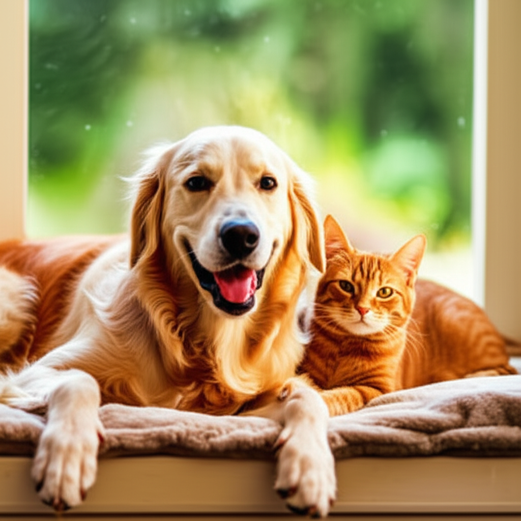 Happy dog and cat together
