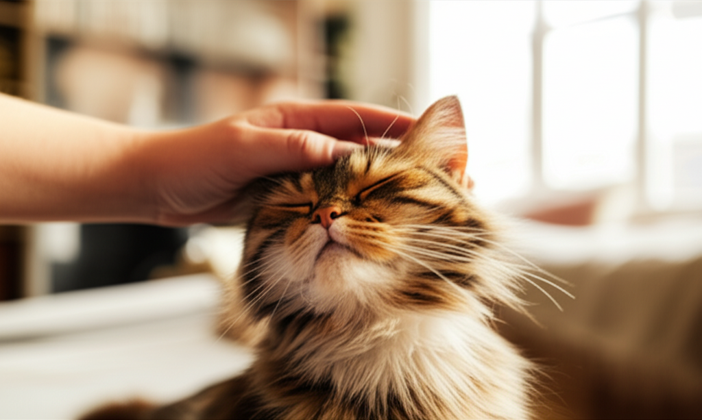 Cat being petted during home visit